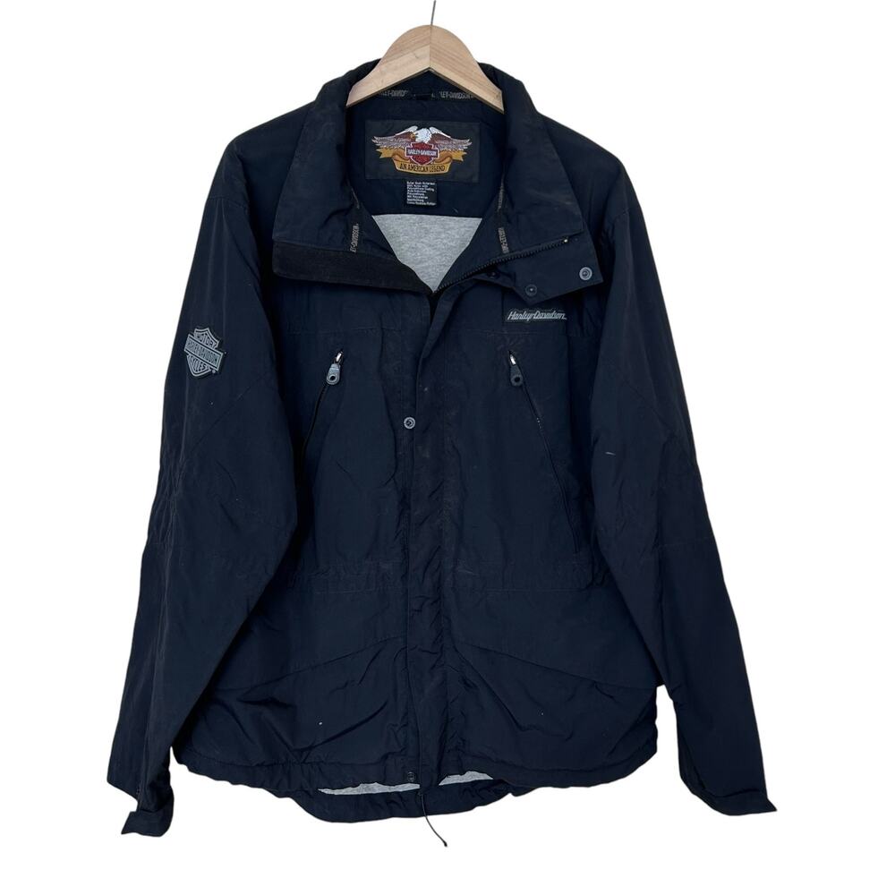 Harley Davidson Black Spell Out Jacket Sz L
